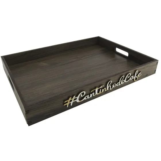 Bandeja Super Luxo Retangular Decorativa Modelo Cantinho Do Café Mdf Tamanho Grande