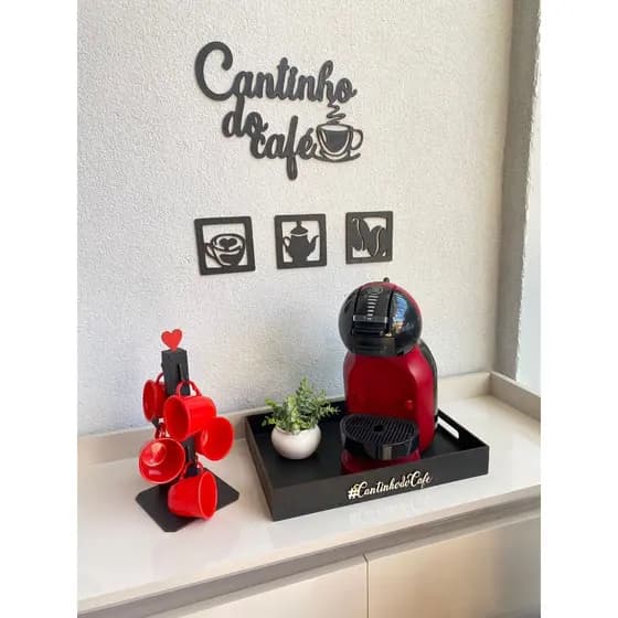 Kit Cantinho Do Café Bandeja Porta Xícaras Decoraçao Premium
