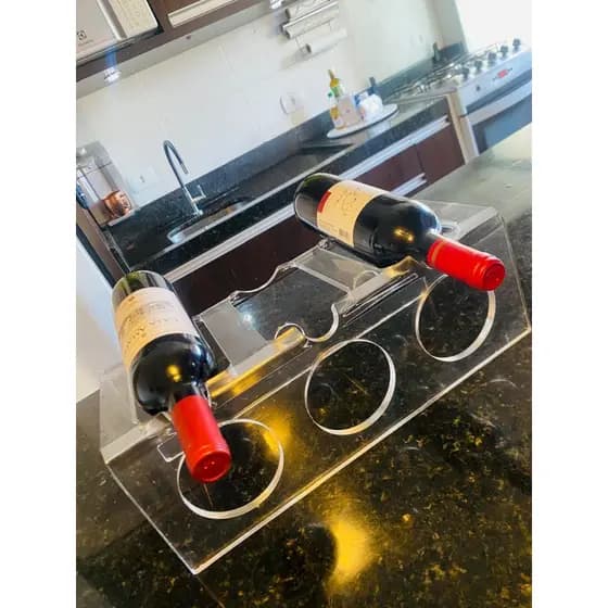 Adega de Mesa em Acrílico Transparente para 6 Garrafas | Suporte Organizador Moderno para Vinhos