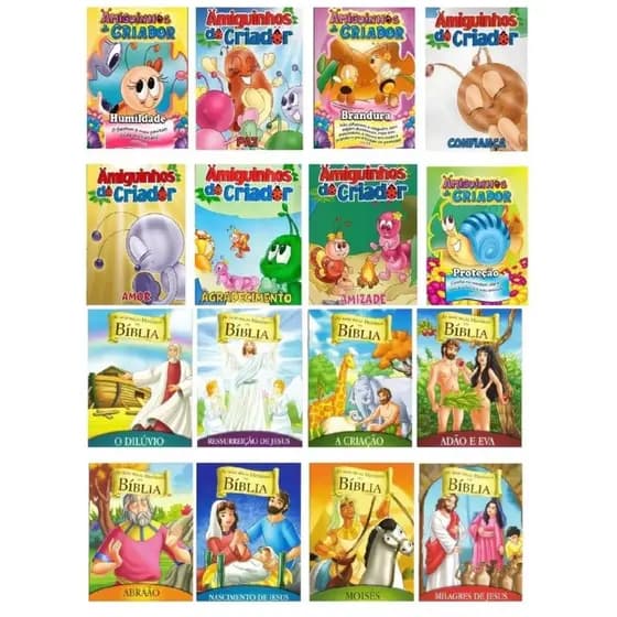 Kit 16 Historinhas Livros para Crianças Contos Amiguinhos do Criador + A Criação Pronta Entrega