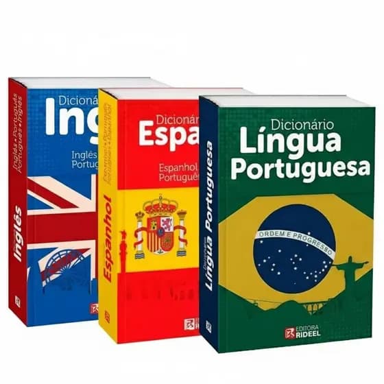 Kit Escolar Bilíngue Mini Dicionários Português Inglês Espanhol Pronta Entrega
