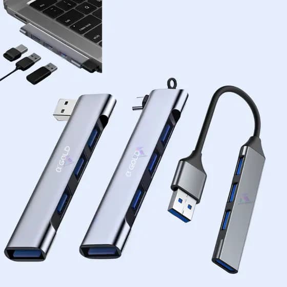 HUB USB USB3.0 OTG Type C 5Gbps Multi Splitter 4 Em 1Teclado, Mouse, Notebook, Celular, Câmera DSLR