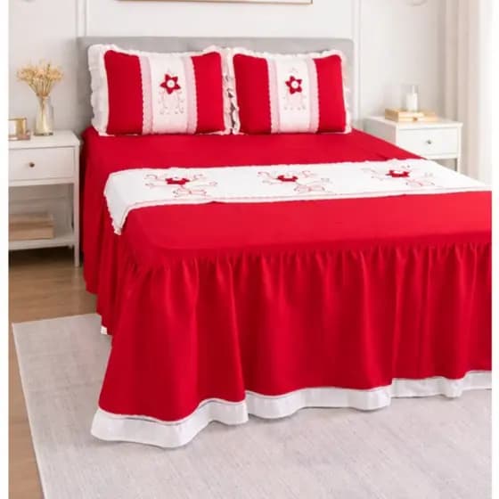 Colcha Casal e Queen Luxo 3 Peças Bordado Fuxico Elegante Super Oferta