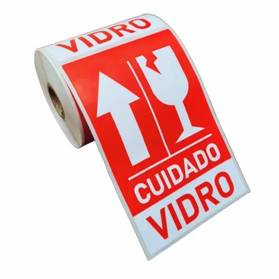 Etiqueta Cuidado Vidro Taça Frágil Este Lado Para Cima