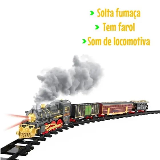 Trem Locomotiva Maria Fumaça Super Locomotiva Deluxe - Solta Fumaça Tem Luz e Som de trem