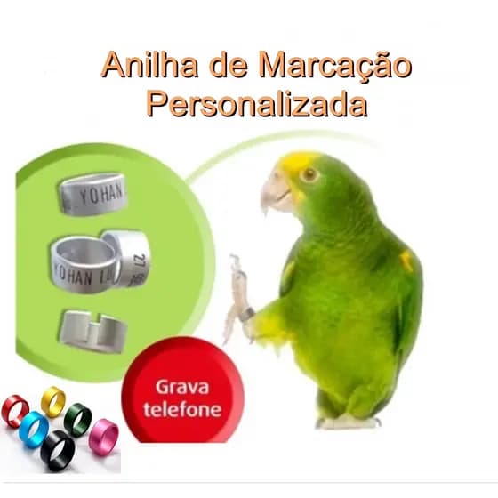 1 Anilha personalizada de marcação em alumínio papagaio parrot