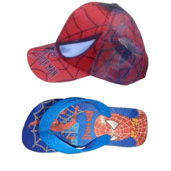 Chinelo e bone do homem aranha infantil masculino , para presentear seu filho , produto de qualidade , preco justo.