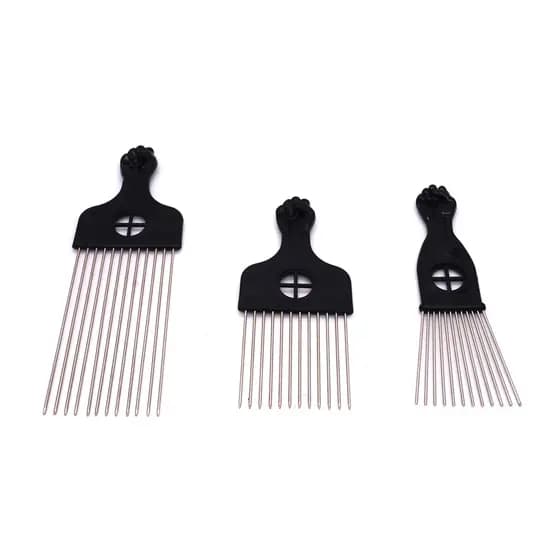 Pente Garfo Afro Com Dentes de Metal Para Penteado