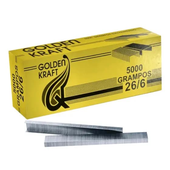 Grampo Galvanizado para Grampeador 26/6 Golden Kraft - Caixa c/5000 unidades