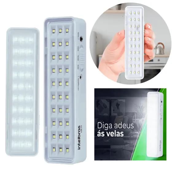 KIT 05 Luminária de Emergência 30 LED 6 Horas de Bateria Recarregável 110/220