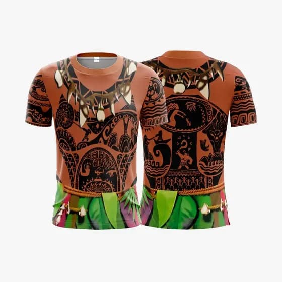 Camiseta Traje Personagem Maui Filme Moana Havaiana Disney Desenho