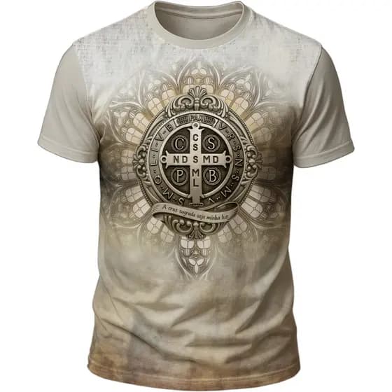 Camiseta Medalha de São Bento | Religiosa Católica em Malha