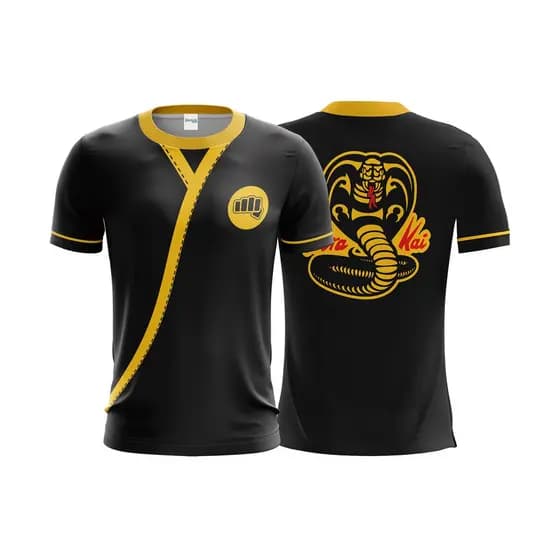 Camiseta Cobra Kai em Sublimação Total no Dry Fit Sport Camisa Adulto E Infantil