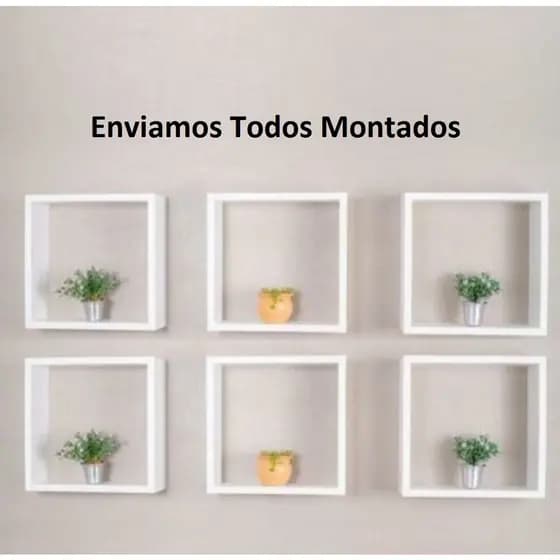 Kit 6 nichos 20x20 100% MDF quarto sala banheiro bebê coleções