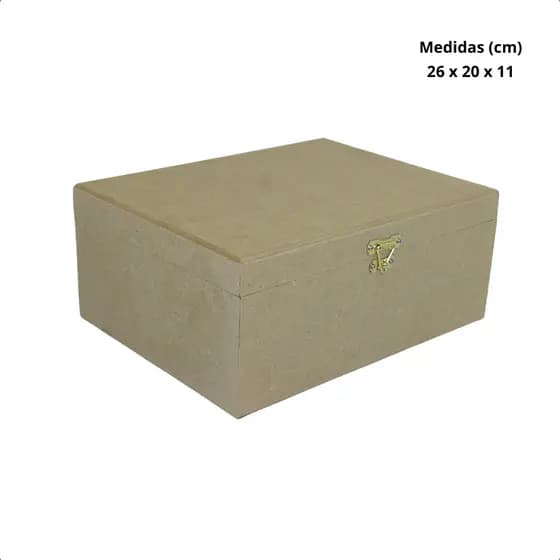 Caixa De Madeira Mdf Cru Com Fecho E Dobradiça 26x20x11 cm