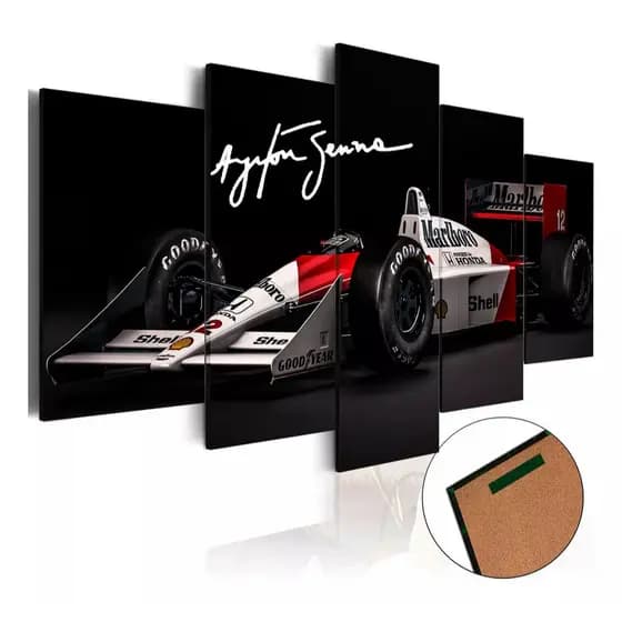 Kit 5 Quadros Decorativos Ayrton Senna Mclaren Corrida F1 Mosaico Sala Quarto Escritório