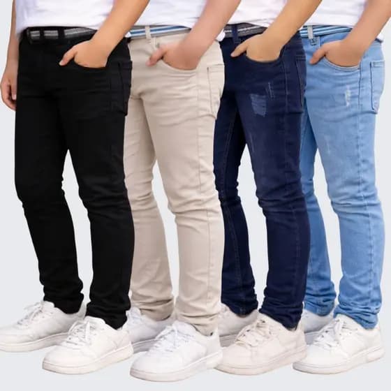 Kit 4 Calça Jeans Infantil Menino Com Regulador 4 Ao 16