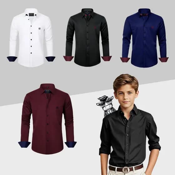 Camisa Social Manga Longa Infantil Juvenil Sport Fino Premium 04-16