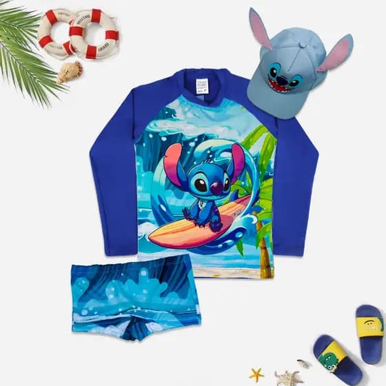 Kit Sunga Infantil + Camisa Proteção UV50 + Boné Praia Verão