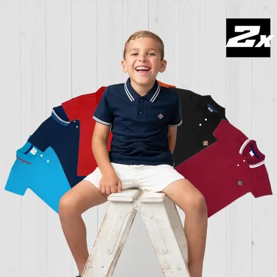 Kit 2 Camisas Gola Polo Infantil Algodão Premium Camiseta Meninos 02 ao 08