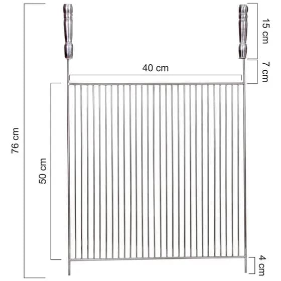 Grelha Churrasco Churrasqueira Inox 304 40x50cm Estilo Uruguaia Aramada Top