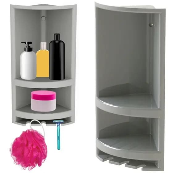 Suporte de Canto Cantoneira Porta Shampoo Cinza | Valeplast