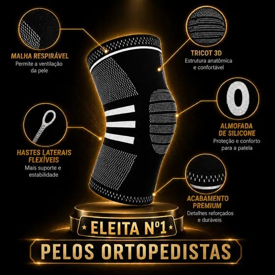 Joelheira de Compressão Ortopédica Flexível 3D LegFix Premium Original Promoção Estabiliza Exercícios e Alivia Dores