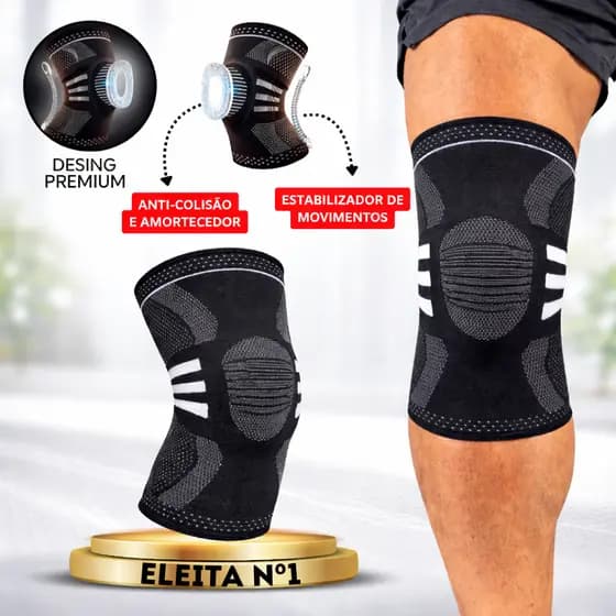 Joelheira de Compressão Ortopédica Flexível 3D LegFix Preta Original Promoção Estabiliza Exercícios e Alivia Dores