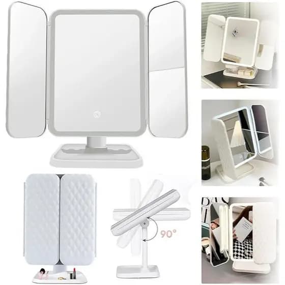 Espelho De Led Camarim Maquiagem Recarregável 3 Funções Usb