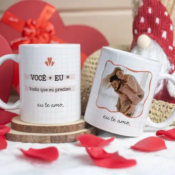 Caneca em Porcelana Branca Dia dos Namorados Presente Personalizado com Foto Surpreenda/Casal/Foto/Surpresa