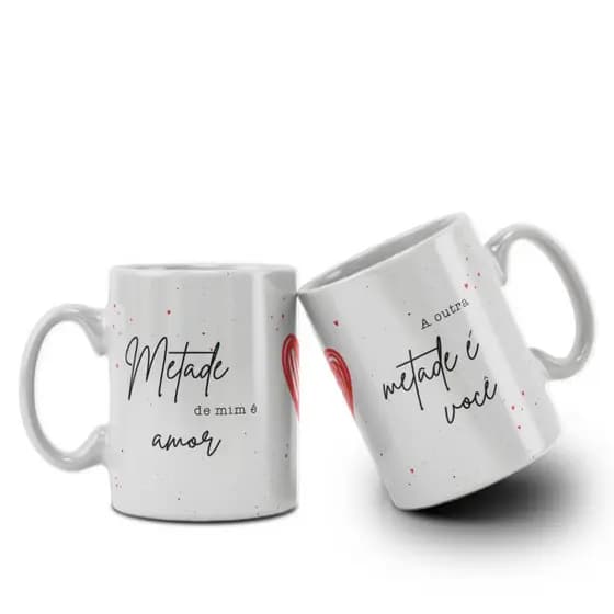 Caneca Namorados Frases Melhores Momentos da Vida Porcelana Cozinha