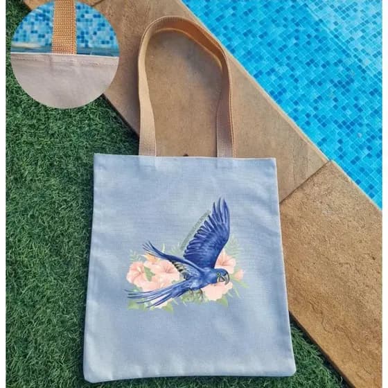 bolsa eco bag pássaros da Amazônia arara azul