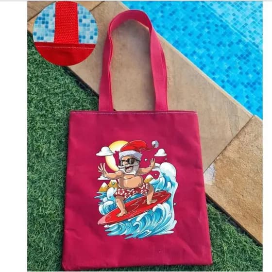 BOLSA PAPAI NOEL SURFISTA DIVERTIDA PRESENTE BRINDES ACESSORIO NATALINO