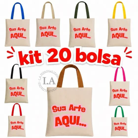 KIT 20 BOLSAS ECOBAS pesonalizada zapara lembranca aniversario e casamentos
