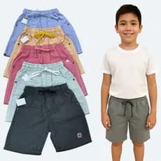 KIT 3 BERMUDA INFANTIL LINHO SHORT MENINO JUVENIL
