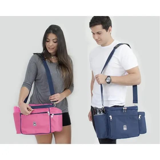 Bolsa Térmica Para Nutrição Fitness Marmita (3 Refeições) Profissional Com Potes, Porta Comprimidos e Gel Térmico