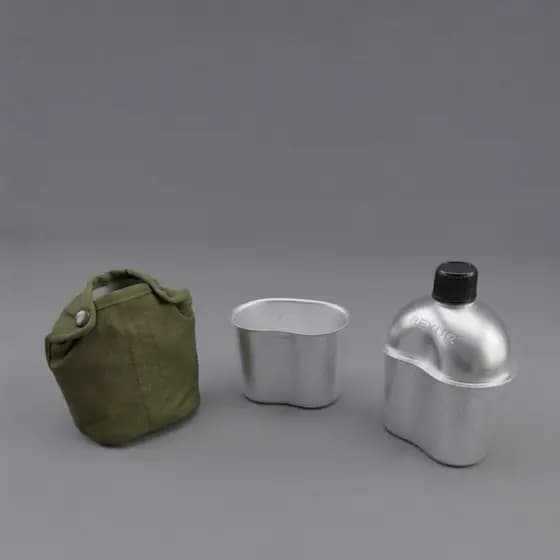 CANTIL DE ALUMÍNIO COM CANECA E CAPA 860ML MILITAR CAMPING CAÇA PESCA ESCOTEIROS DESBRAVADORES