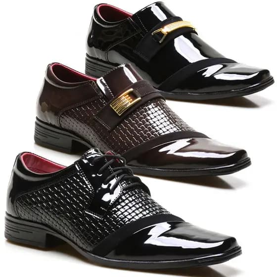 Sapato Social Masculino Kit 3 Pares Lançamento Estiloso e Confortável