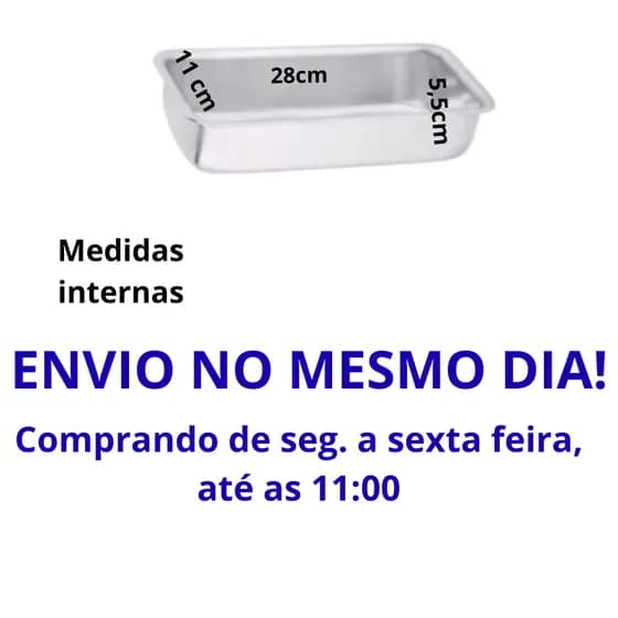 Formas Assadeira para PÃO N°3 Caseiro Bolo Inglês Retangular 28x11x5cm