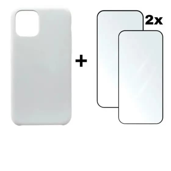 Kit 3em1 Case Branca + 2x Película Vidro 3D Temperado iPhone 11 12 13 14 15 16 17 Pro Max - Ramos