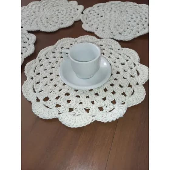 Sousplat de croche para café,xícara de chá, mesa posta 27cm