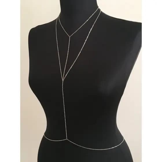 colares corporal joias de corpo Bodychain da moda corrente fina com qualidade e banhada a ouro e a prata