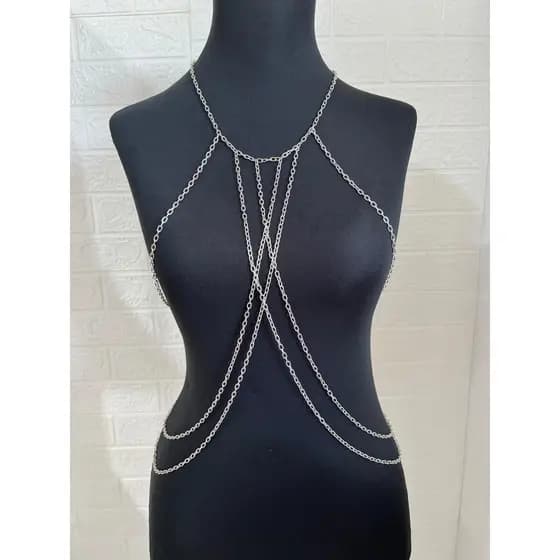 Bodychain borychain colar de corpo transversal Ouro e Prata