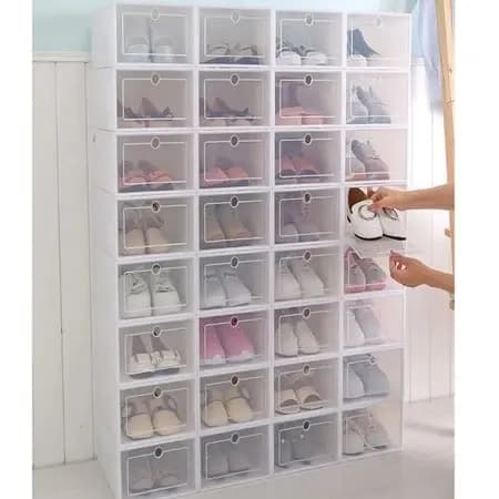Kit Com 10 Caixas Organizadoras Para Sapatos Tênis Empilhável Tampa