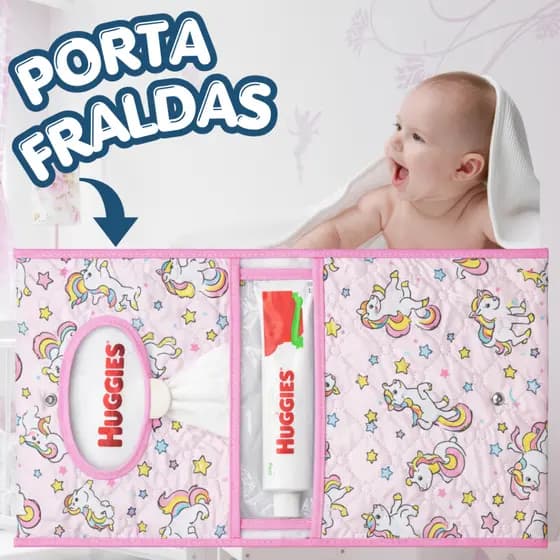 Necessaire Porta Fraldas Lenço Umedecido Bebê Estampa Unicornio Rosa Bolsa Menina Portátil