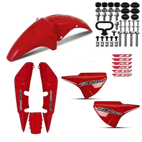 Kit Completo de Carenagem Vermelha para Titan 150 (2004 a 2008) com Adesivos e Parafusos