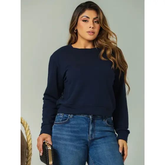 Cropped Blusa Inverno Manga Longa Casaco Feminino Poli Moletinho P,M,G,GG