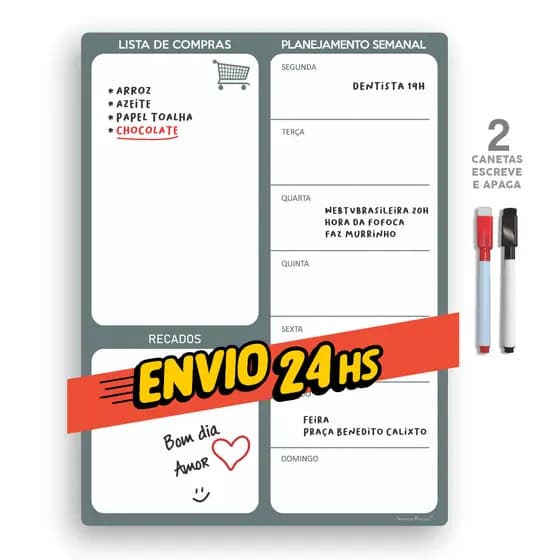 G Lousa Planner Quadro Magnético Para Escrever Com Ímã Caneta Agenda Anotações Organizador Escolar