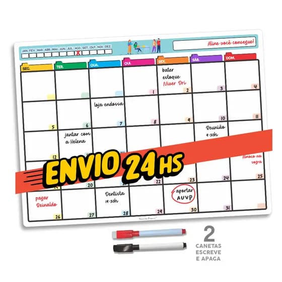 G Planner Lousa Magnética 29x39 Com 2 Canetas Escreve Apaga Para Geladeira Oraganização Lembrete