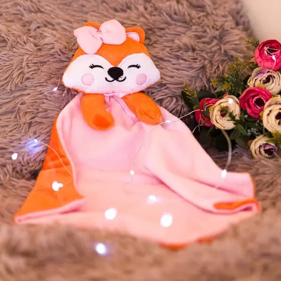Naninha Plush para Bebê Raposinha Paninho de Dormir Prendedor Chupeta Pelúcia Menina Menino Algodão